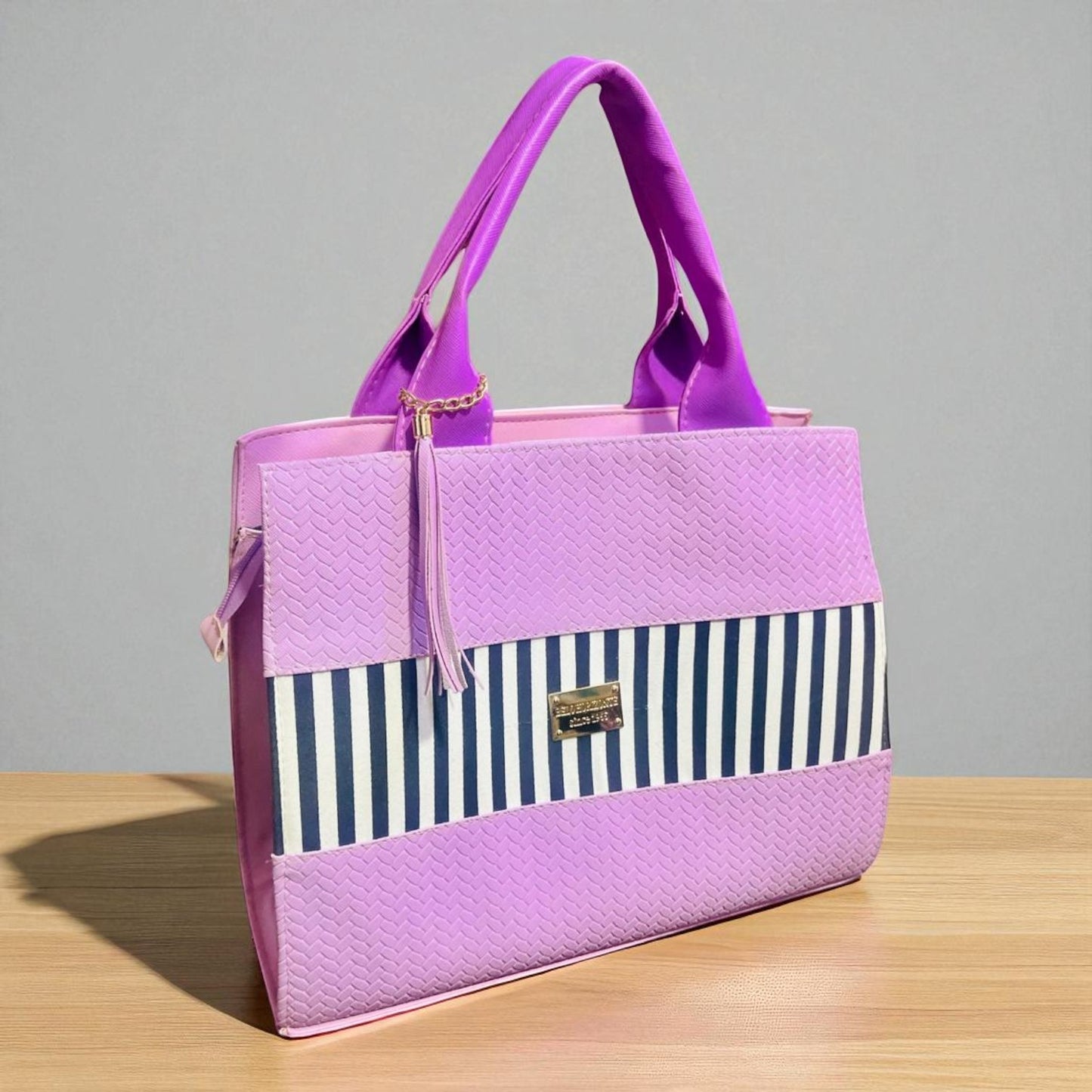 Bolsa de dama elegante Estefa negra rayas marino casual moderna resistente revender