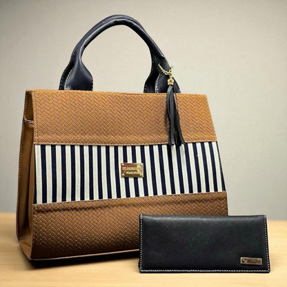 Bolsa de dama elegante Estefa negra rayas marino casual moderna resistente revender