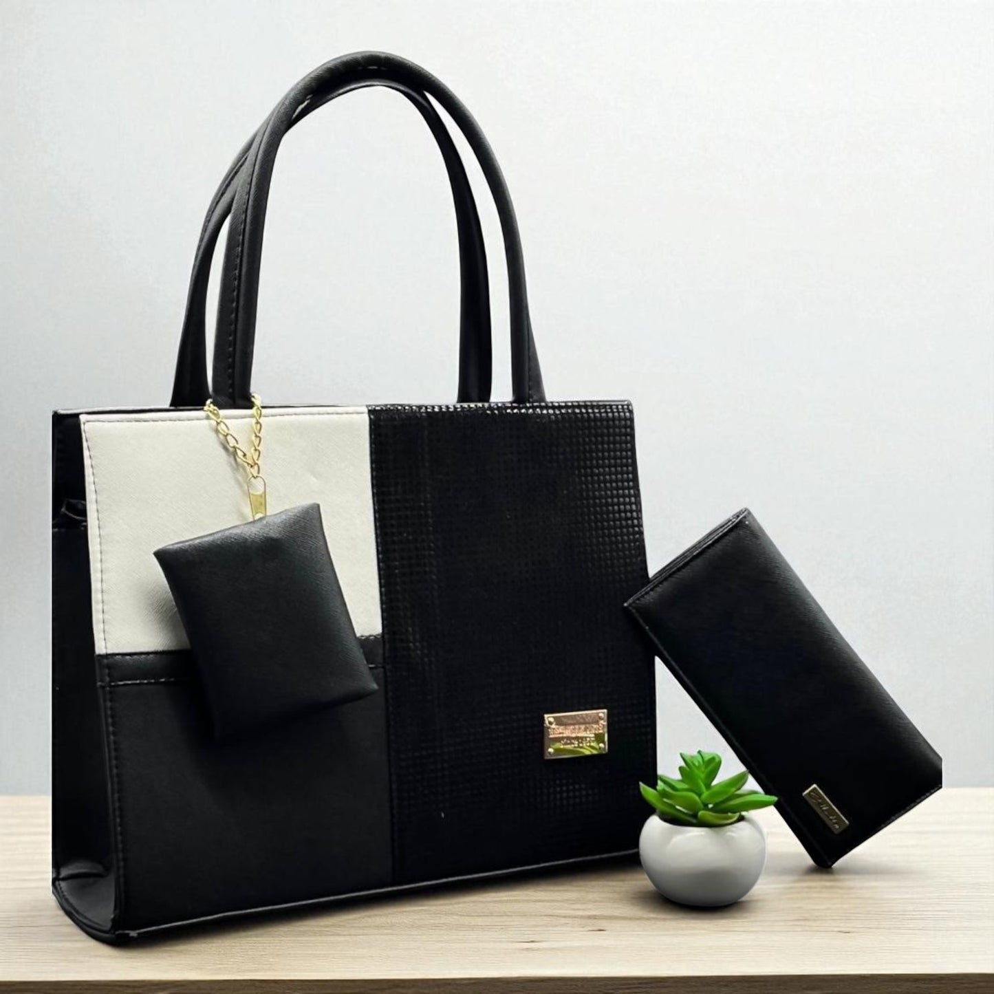 Bolsa de dama Lorena elegante moderna grande beige sintética alta calidad duradera