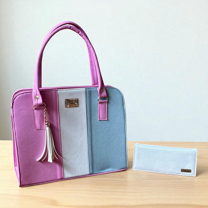 Bolsa elegante LIDIA mujer blanco negro con cartera, moda moderna práctica para revender