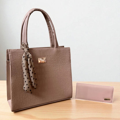 Bolsa de dama REGINA verde croco elegante grande con pañoleta moderna tendencia 2025