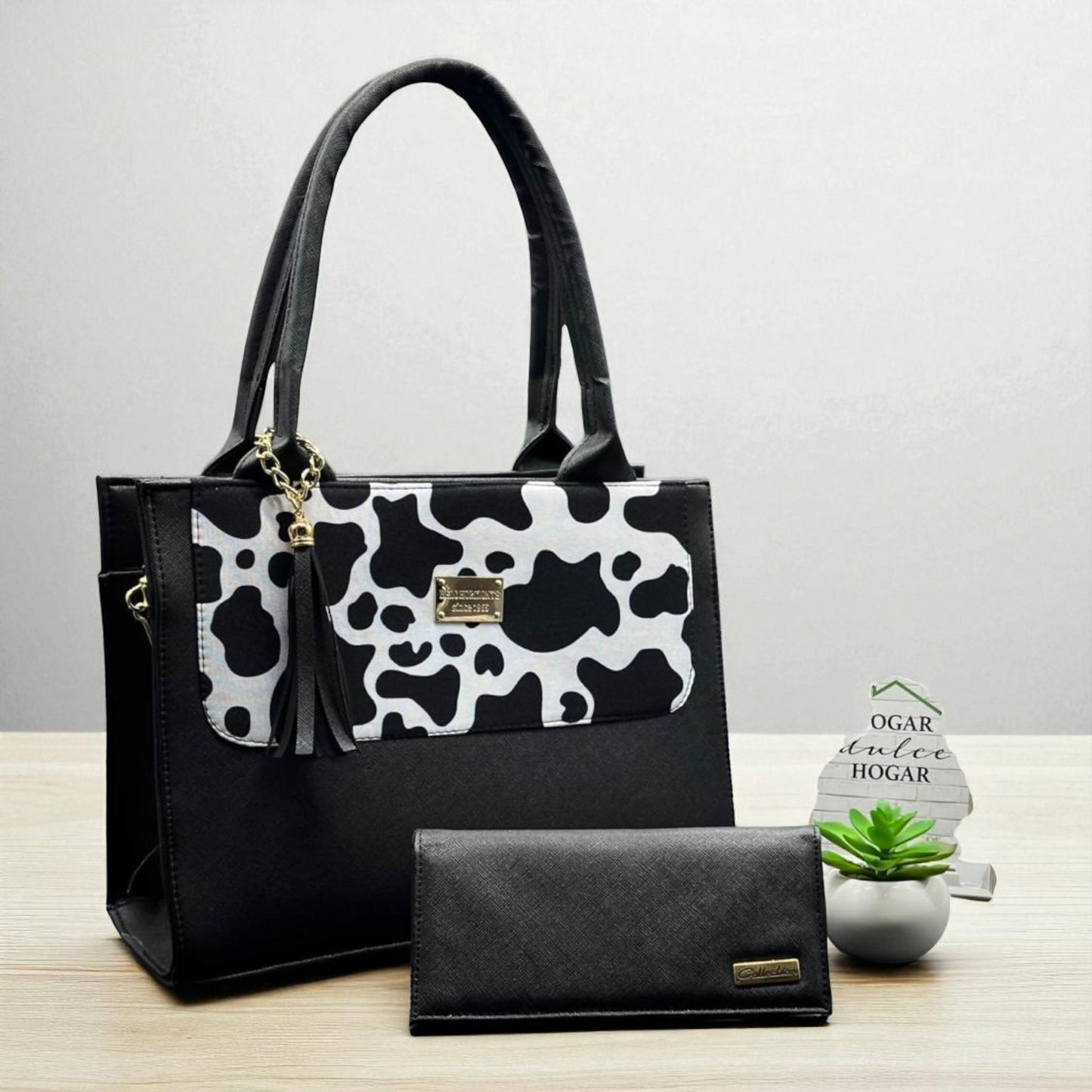 Bolsa de dama Isabela elegante moderna negra sintética alta calidad duradera exclusiva