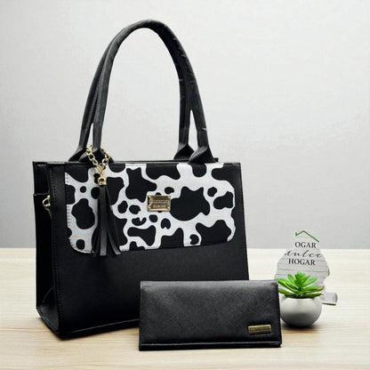 Bolsa de dama Isabela elegante moderna negra sintética alta calidad duradera exclusiva