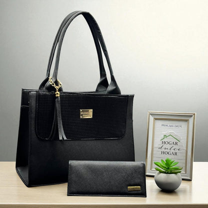Bolsa de dama Isabela elegante moderna negra sintética alta calidad duradera exclusiva