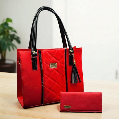 "Bolsa de dama Renata elegante moderna acolchada roja sintética alta calidad duradera